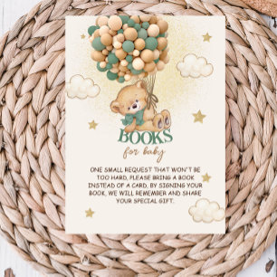 Cartão De Informações Bear Green Balloons Livros para Bebê