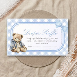Cartão De Informações Bearly Wait Elegant Bear Baby Shower Diaper Raffle