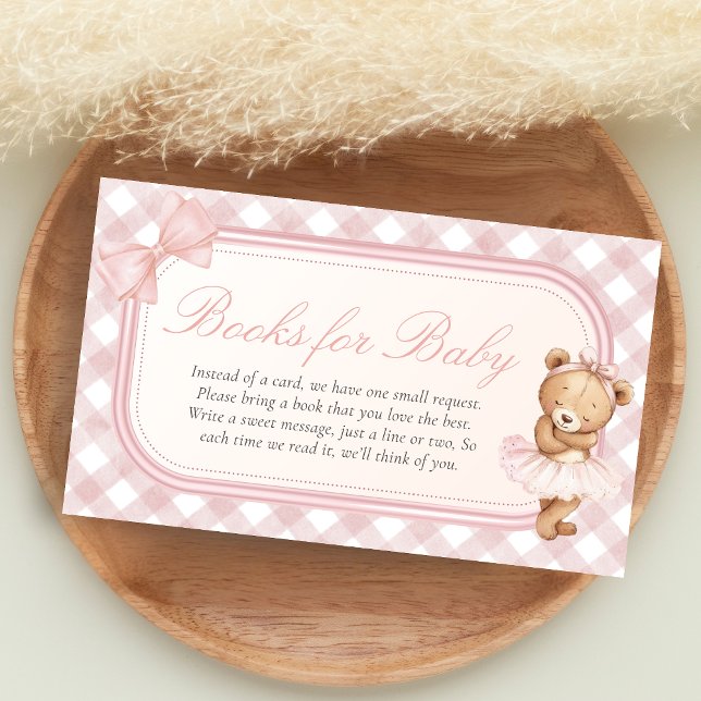 Cartão De Informações Bearly Wait Elegant Bear Shower Books for Baby (Pink Bear Baby Shower Books for Baby)