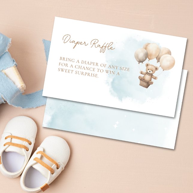 Cartão De Informações Bearly Wait Neutral Baby Shower Diaper Raffle (Beary Wait Baby ShowerDiaper Raffle Card)