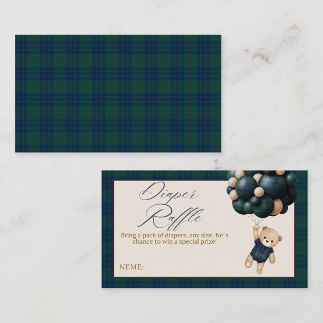 Cartão De Informações Bearly Wait Teddy Balloon Baby Shower diaper (Frente/Verso)