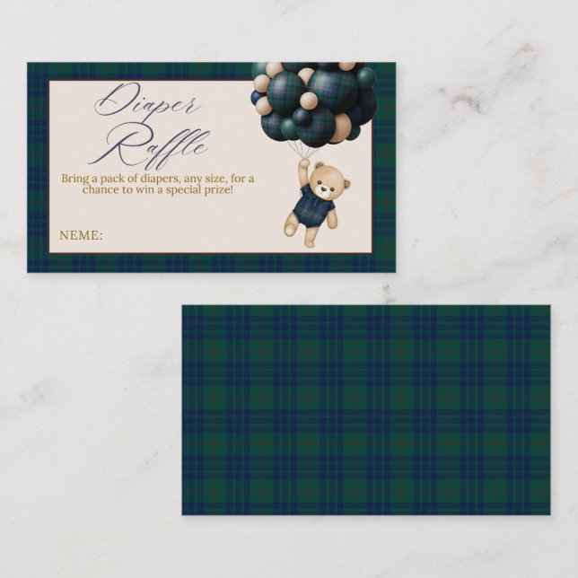 Cartão De Informações Bearly Wait Teddy Balloon Baby Shower diaper (Frente/Verso)