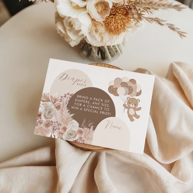 Cartão De Informações Bearly Wait Teddy Bear Neutral Diaper Raffle (Criador carregado)