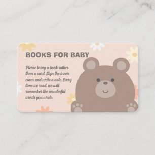 Cartão De Informações Beary Cute Pink Daisie Livros De Chá de fraldas Pa