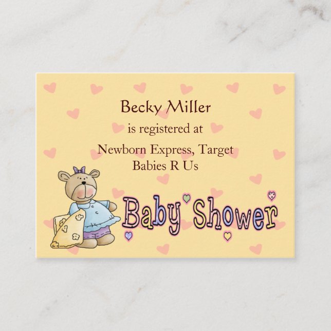 Cartão De Informações Beary Special Celebration Baby Show Cards (Frente)