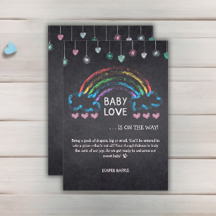Cartão De Informações Bebê Amor Corações Chalkboard & Chá de fraldas Rai