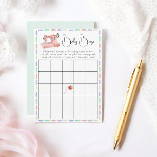 Cartão De Informações Bebê Bingo Pastel Watercolor Jogo do Chá