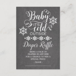 Cartão De Informações Bebê Chalkboard Está frio fora da Fralda Raffle