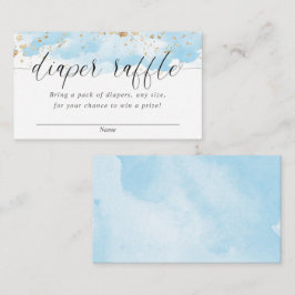 Cartão De Informações Bebê de aquarela azul-dourada rifa de fralda