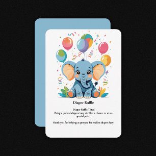 Cartão De Informações Bebê Elefante Adorável Balões Baby Chá de Bebê