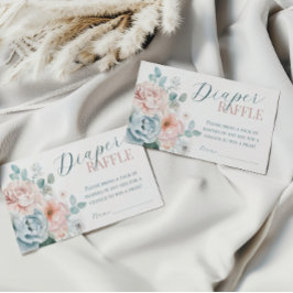 Cartão De Informações Bebê em Bloom Dusty Chá de fraldas Fralda azul rif