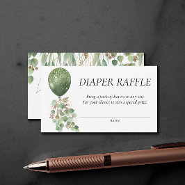 Cartão De Informações Bebê em Bloom | Eucalyptus Balloon Fralda Raffle