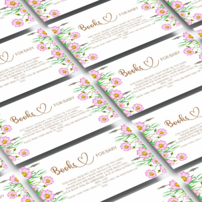 Cartão De Informações Bebê em livros de chá de fraldas florescentes para (Criador carregado)