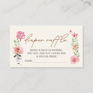 Cartão De Informações Bebê em rifa de fralda de Flor com Flor