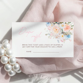 Cartão De Informações Bebê Em Sangue Fralda Rosa Floral Raffle