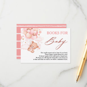 Cartão De Informações Bebê espera livros de ursos cor-de-rosa