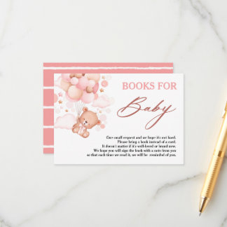 Cartão De Informações Bebê espera livros de ursos cor-de-rosa