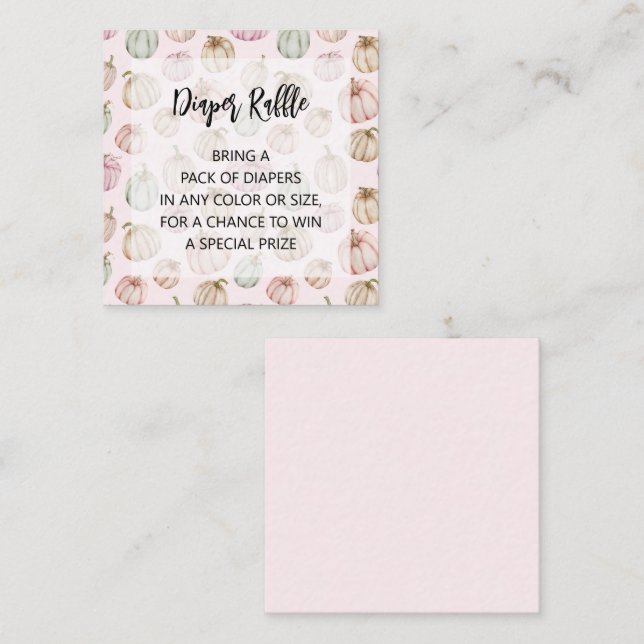 Cartão De Informações Bebê-Fralda-Bebê-Abóboras Rosa Raffle (Frente/Verso)