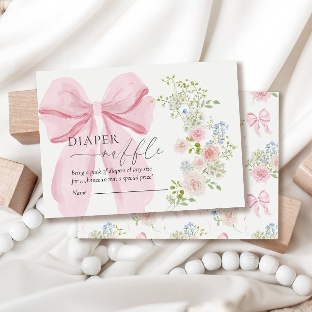 Cartão De Informações Bebê na Fralda de Sangue Raffle Chá de fraldas Ros (Criador carregado)