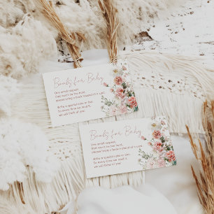 Cartão De Informações Bebê no Bloom Rosas Rosa Chá de fraldas Floral