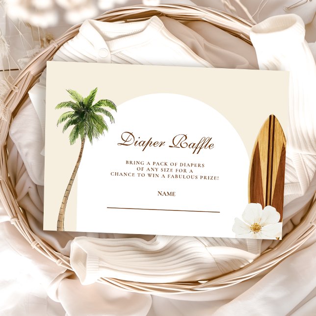 Cartão De Informações Bebê no Chá de fraldas de praia Conselho Raffle (Criador carregado)