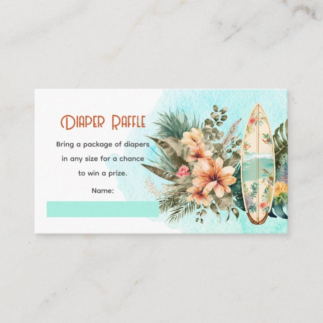 Cartão De Informações Bebê no Conselho Fralda tropical Raffle (Frente)