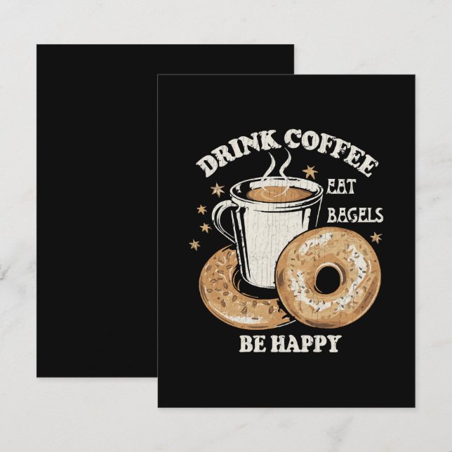 Cartão De Informações Beber Café Comer Bagels Ser Feliz (Frente/Verso)