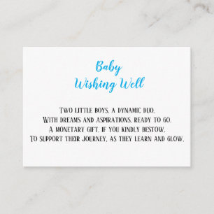 Cartão De Informações Bebês Blue Twin Boys Desejando Chá de fraldas