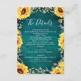 Cartão De Informações Bebês de girassol Breath Border Teal Wedes