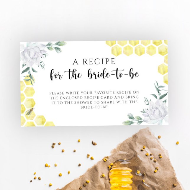 Cartão De Informações Bee floral - Receita da noiva (Criador carregado)