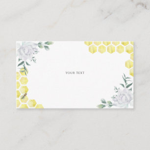 Cartão De Informações Bee floral - Texto Personalizado