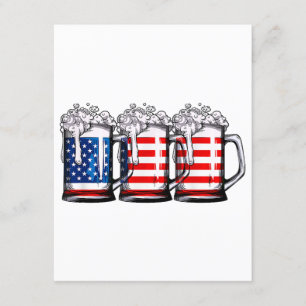 Cartão De Informações Beer American Flag 4 de julho Men Merica Dr.