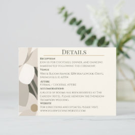 Cartão De Informações Bege Neutro Abstrato Moderno Editorial Casamento