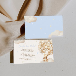 Cartão De Informações Beige Balloon Bear Livros Para Chá de fraldas Bebê