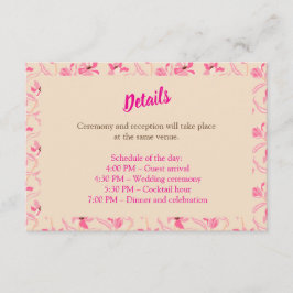 Cartão De Informações Beige & Blush Pink Floral Wedding (style 2)