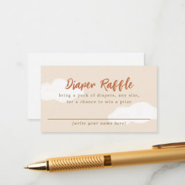 Cartão De Informações Beige Boho Clouds Fralda Raffle