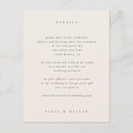 Cartão De Informações Beige Boho Photo Wedding Modern