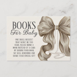 Cartão De Informações Beige Bow Girl Baby Shower Books For Baby