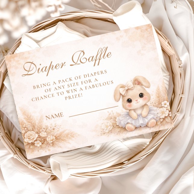 Cartão De Informações Beige Bunny Floral Diapper Raffle (Criador carregado)