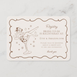 Cartão De Informações Beige Cocktails e CowGirl Rodeo Registry Inserir