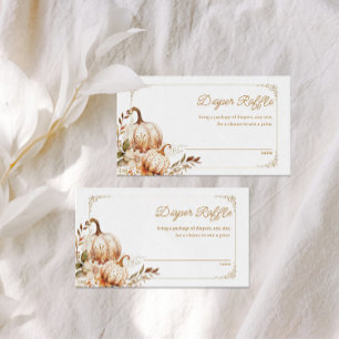 Cartão De Informações Beige Pumpkin Gênero Fralda Neutra Raffle