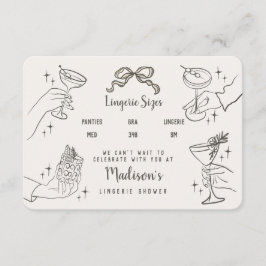 Cartão De Informações Beige Retro Parte Lingerie Cocktail Dimensões Inse