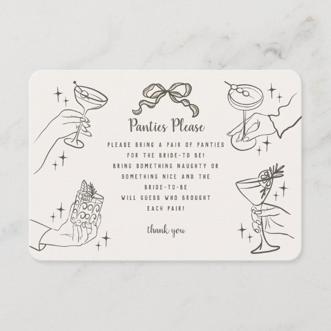 Cartão De Informações Beige Retro Partes do Cocktail Por Favor Inserir (Frente)