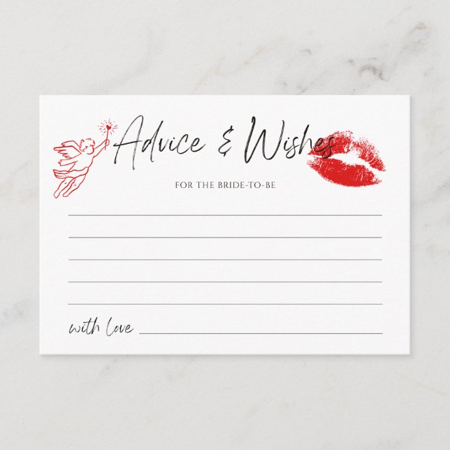 Cartão De Informações Beija a Srta. Goodbye Bachelorette Advice & Wish (Frente)
