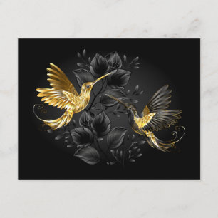 Cartão De Informações Beija-flor Preto e Dourado