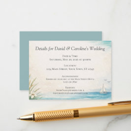 Cartão De Informações Bela Aquarela Pintada Costa Marítima Costeira