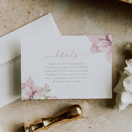 Cartão De Informações Bela Elegância Blush Floral Detalhes do Casamento