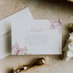 Cartão De Informações Bela Elegância Blush Floral Detalhes do Casamento