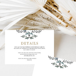 Cartão De Informações Bela Folhagem Azul Detalhe do Convidado