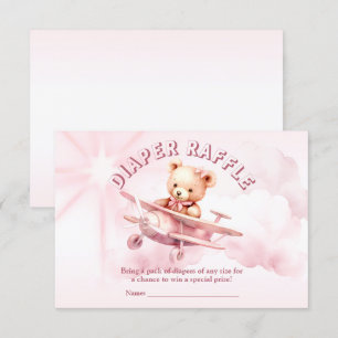 Cartão De Informações Bela Menina Bear Piloto Rosa Avião Rosa Bonito